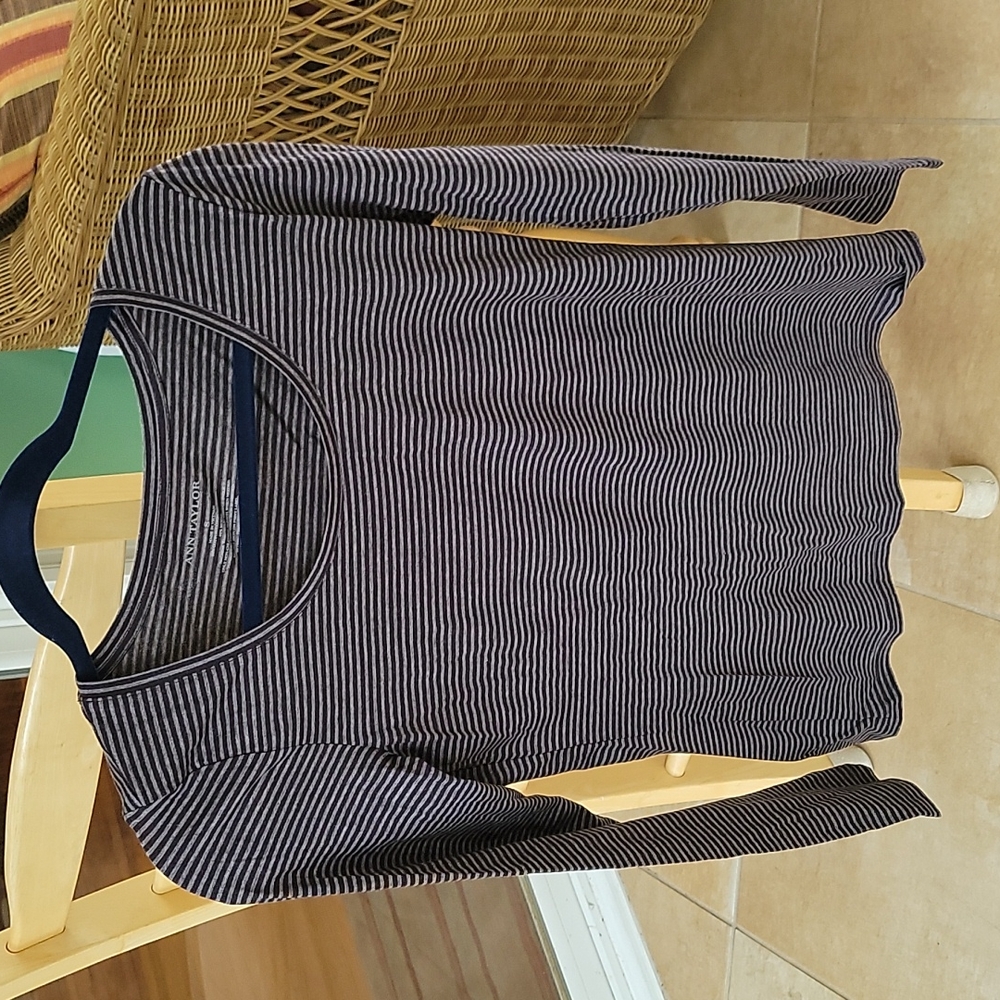 Ann Taylor burgandy grey striped long sleeve small